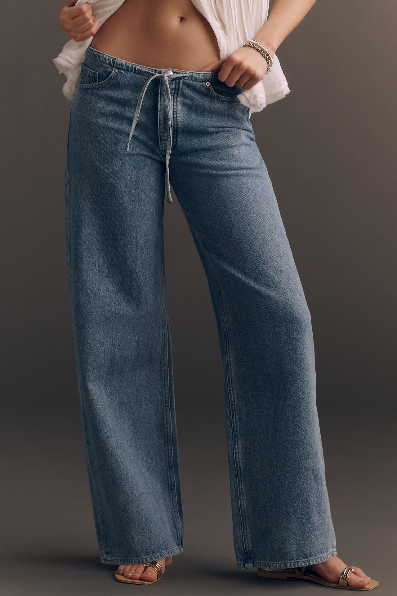 DL1961 Sienna Drawstring Mid-Rise Wide-Leg Jeans