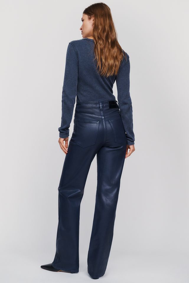 DL1961 Karmine High Rise Wide Leg Wax Coated Jeans #3