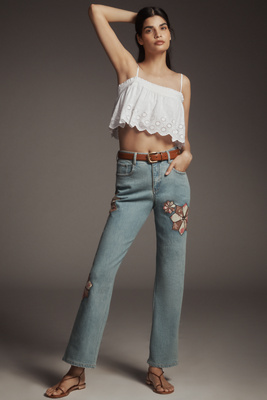 Pilcro Baggy Boyfriend High-rise Quilted Jeans In Blue