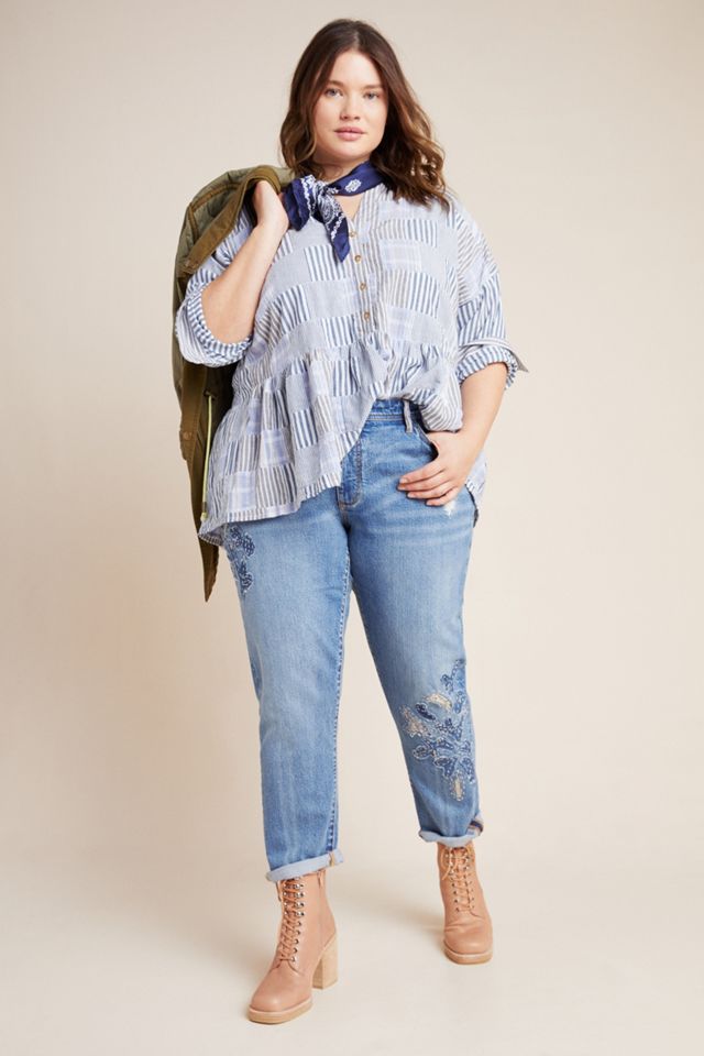 Pilcro High-Rise Embroidered Boyfriend Jeans #8