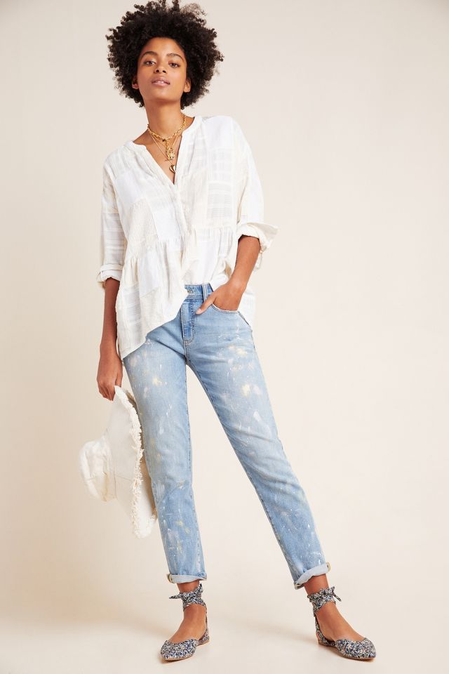 Paint splatter boyfriend store jeans