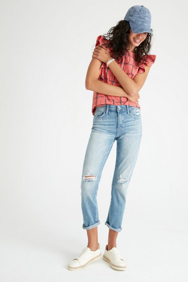 Pilcro Embroidered Mid-Rise Slim Boyfriend Jeans #4