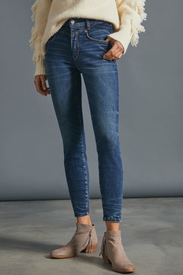 Pilcro High-Rise Faux Suede-Trimmed Skinny Jeans #1