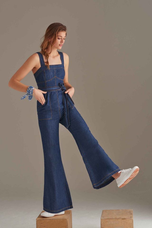 Pilcro belted cheap denim jumpsuit