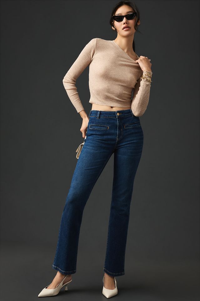 Maeve Essential Mid-Rise Kick-Flare Crop Jeans | Anthropologie UK