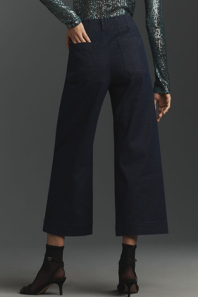 The Colette Sparkle Denim Cropped Wide-Leg Jeans by Maeve #3