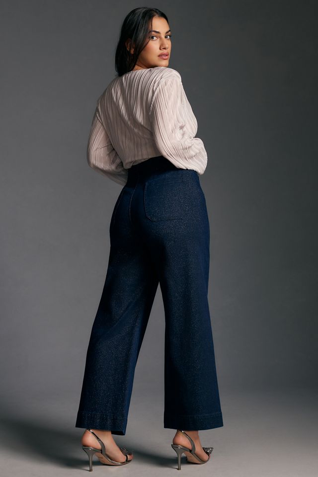 The Colette Sparkle Denim Cropped Wide-Leg Jeans by Maeve | Anthropologie
