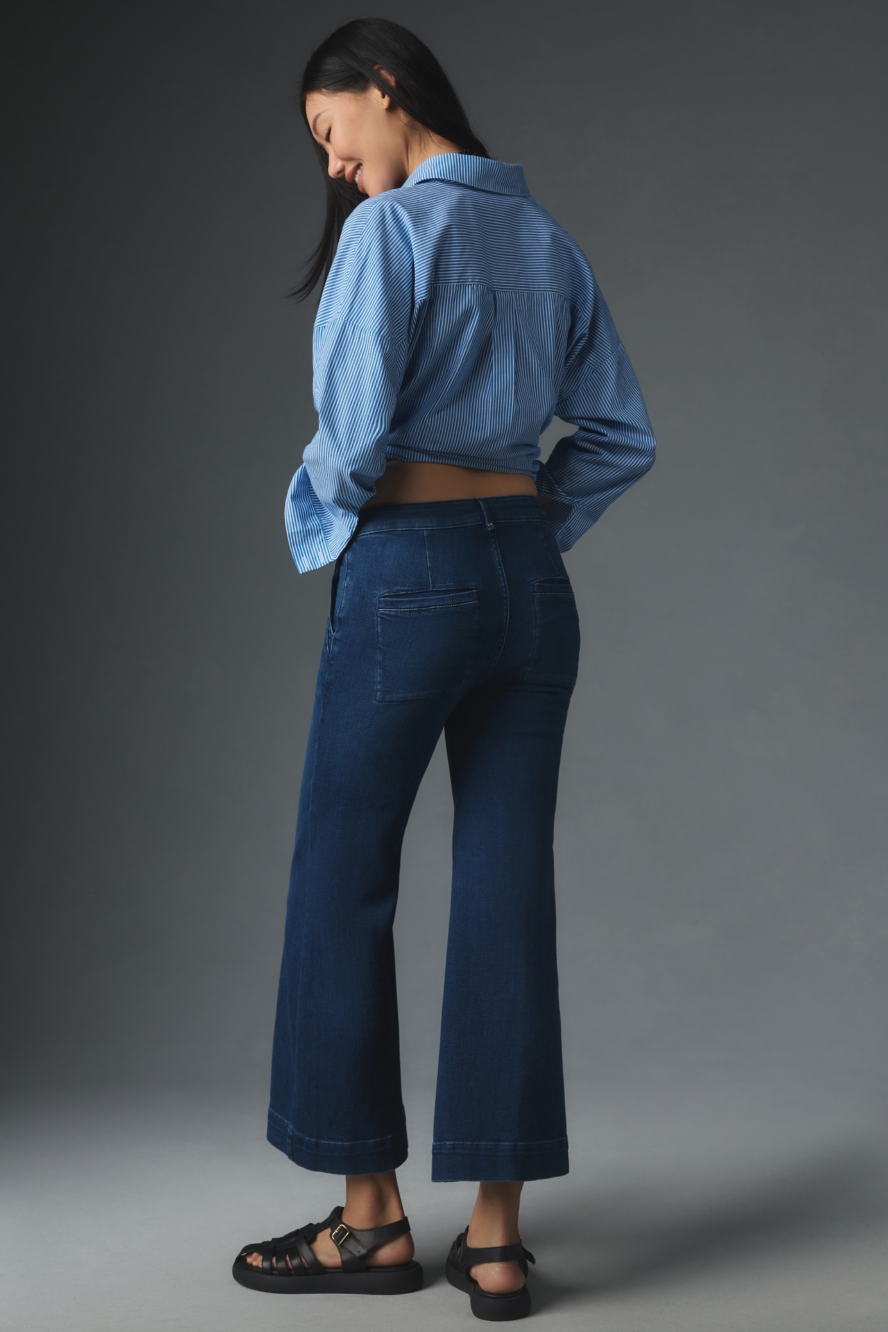 Pilcro Club Cropped Mid-Rise Flare Jeans