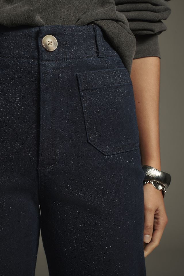 Maeve Colette Sparkle High-Rise Wide-Leg Cropped Jeans #2