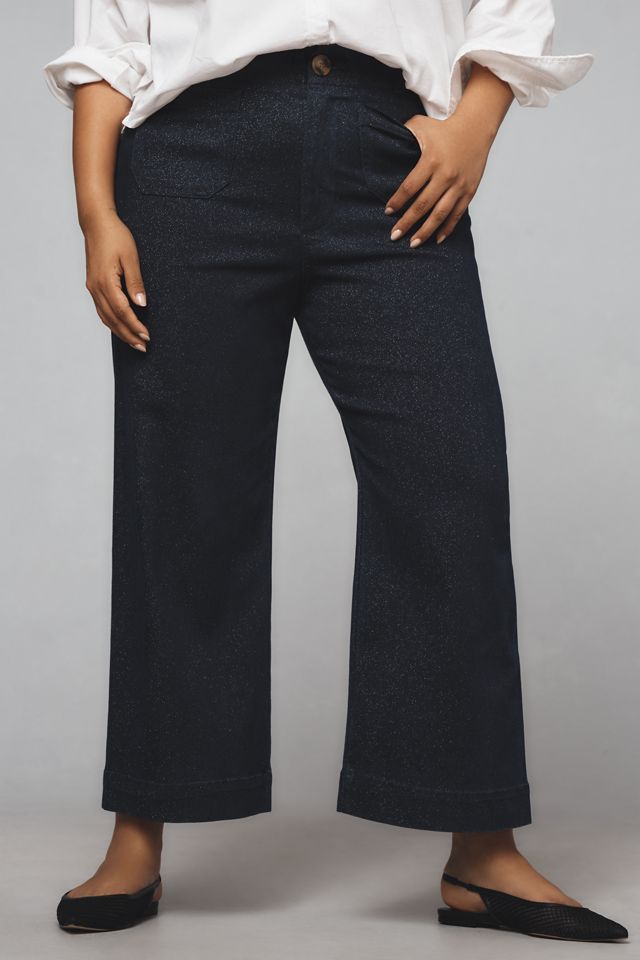 Maeve Colette Sparkle High-Rise Wide-Leg Cropped Jeans #5