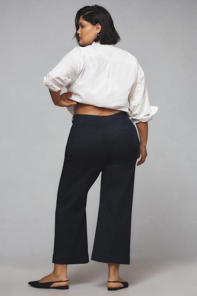Maeve Colette Sparkle High-Rise Wide-Leg Cropped Jeans #7