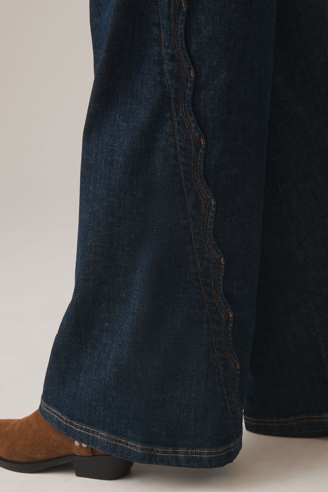 Maeve Scallop-Edge High-Rise Wide-Leg Jeans