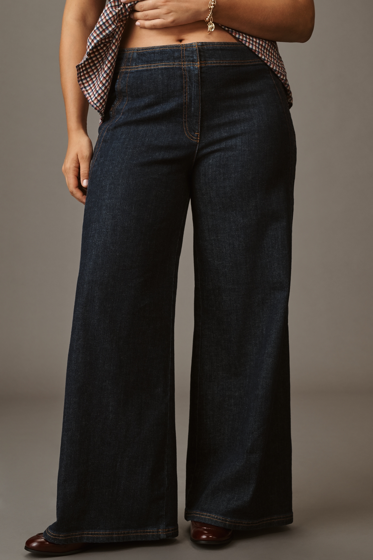 Maeve Scallop-Edge High-Rise Wide-Leg Jeans