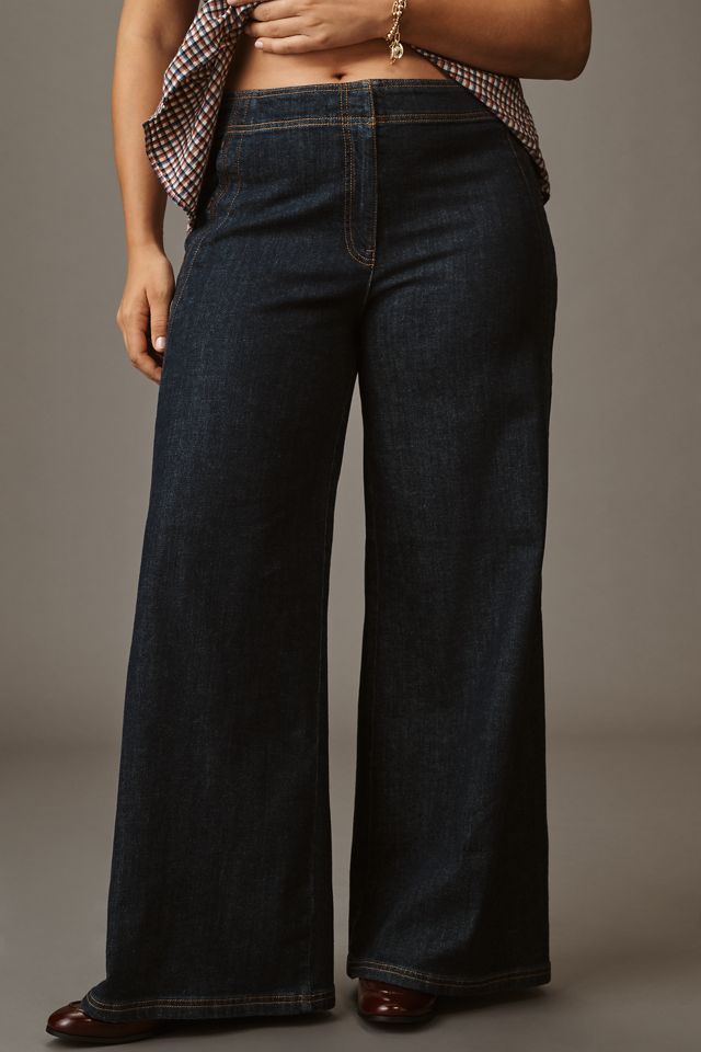 Maeve Scallop-Edge High-Rise Wide-Leg Jeans #6