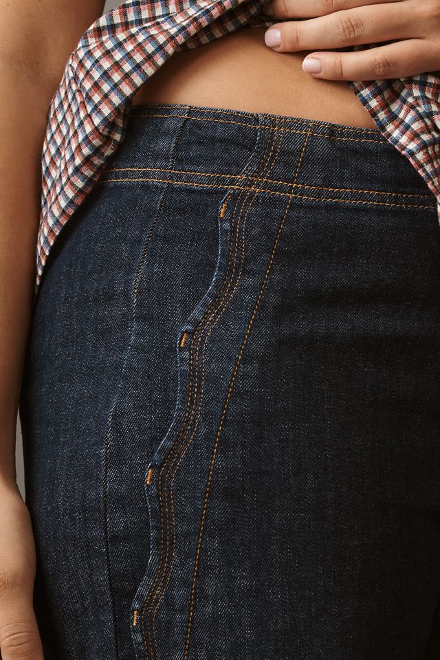 Maeve Scallop-Edge High-Rise Wide-Leg Jeans #8