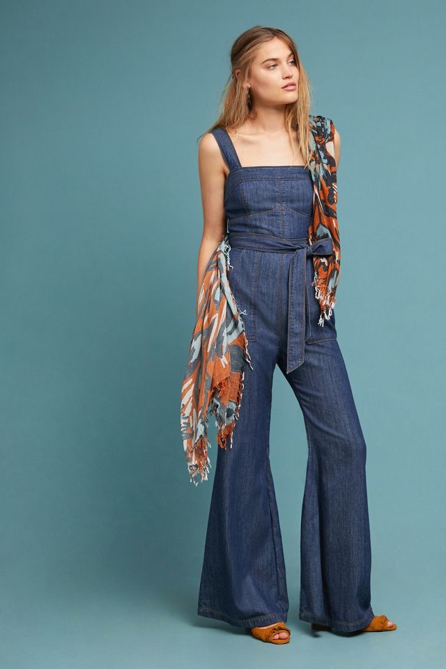 Pilcro, Pants & Jumpsuits, Anthropologiepilcro Strapless Polished Wideleg  Denim Jumpsuit Size 2