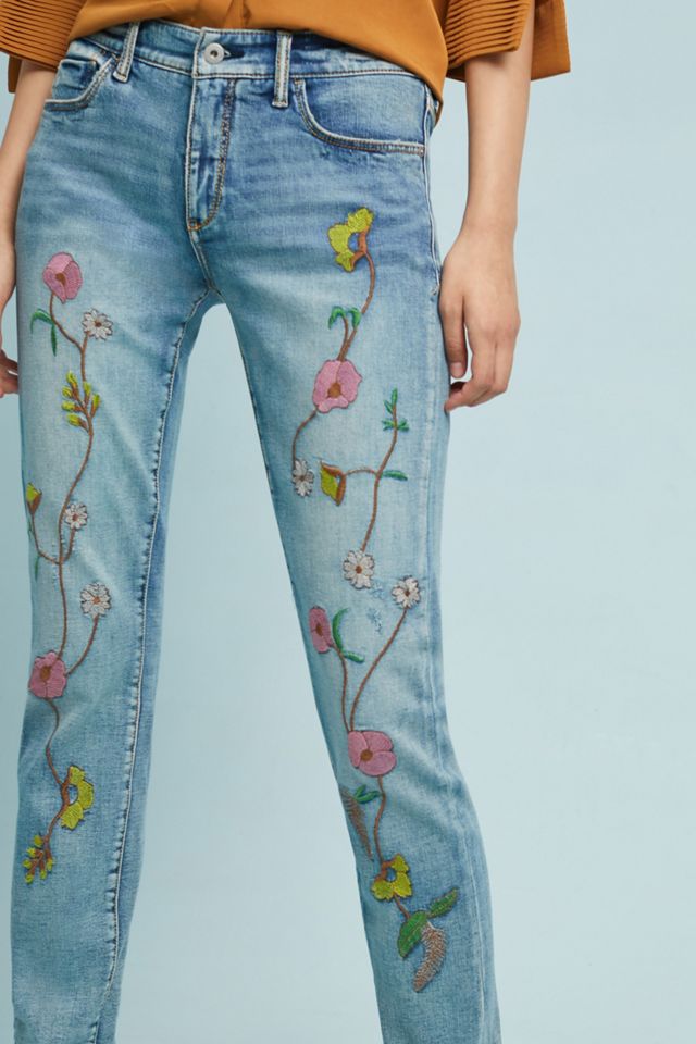 Pilcro Floral Embroidered Mid-Rise Slim Boyfriend Jeans #2