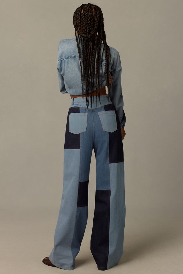 Avec Les Filles Patchwork High-Rise Wide-Leg Jeans #2