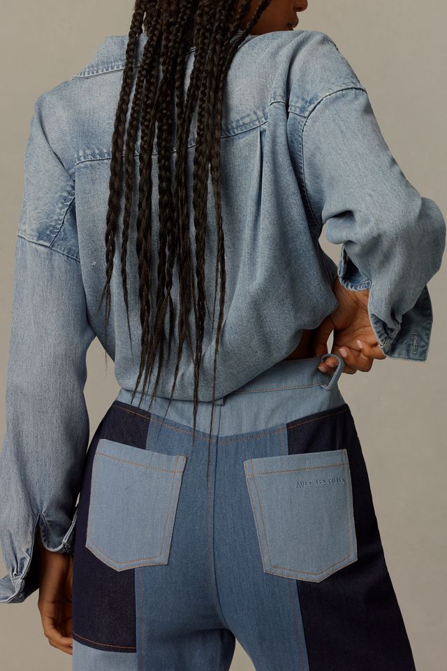 Avec Les Filles Patchwork High-Rise Wide-Leg Jeans #3