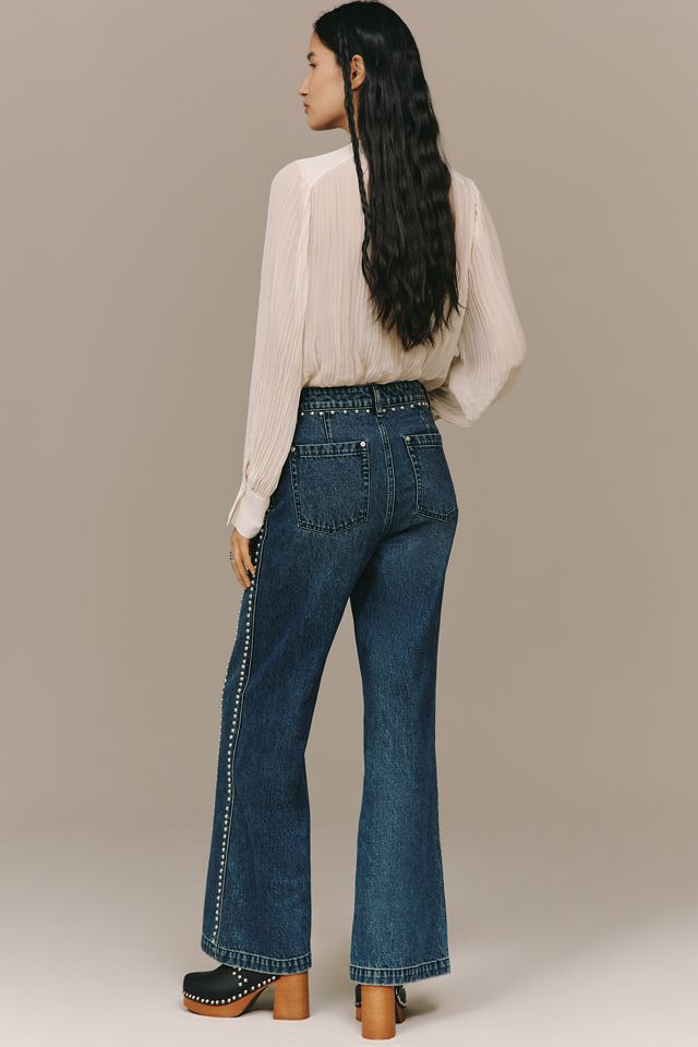 Avec Les Filles High-Rise Studded Wide-Leg Jeans #3