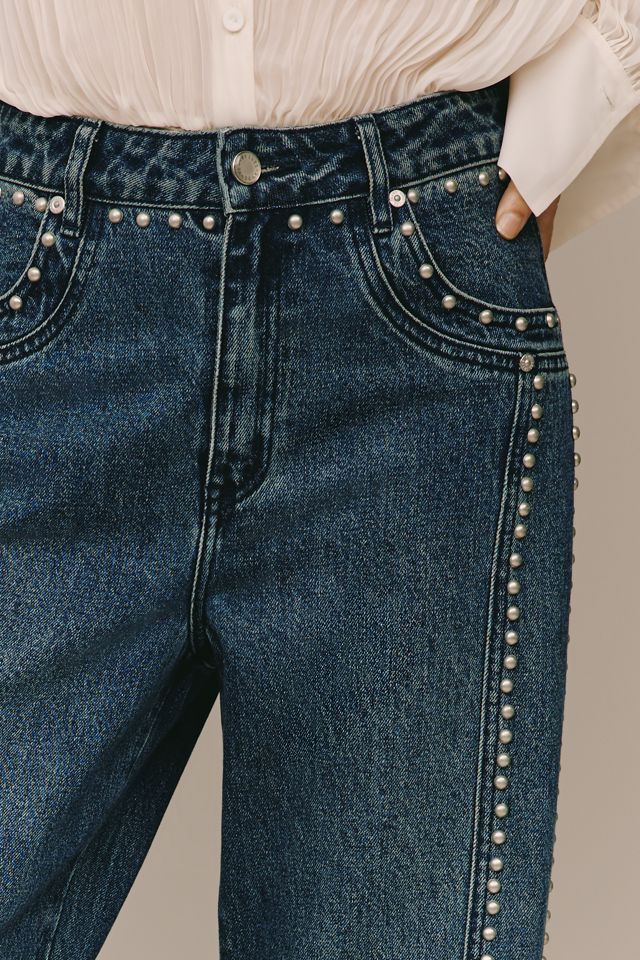 Avec Les Filles High-Rise Studded Wide-Leg Jeans #4