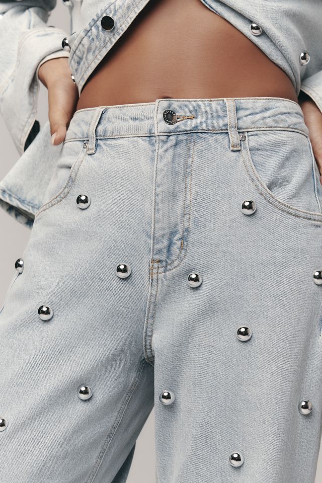 Avec Le Filles High-Rise Studded Tapered Jeans #2
