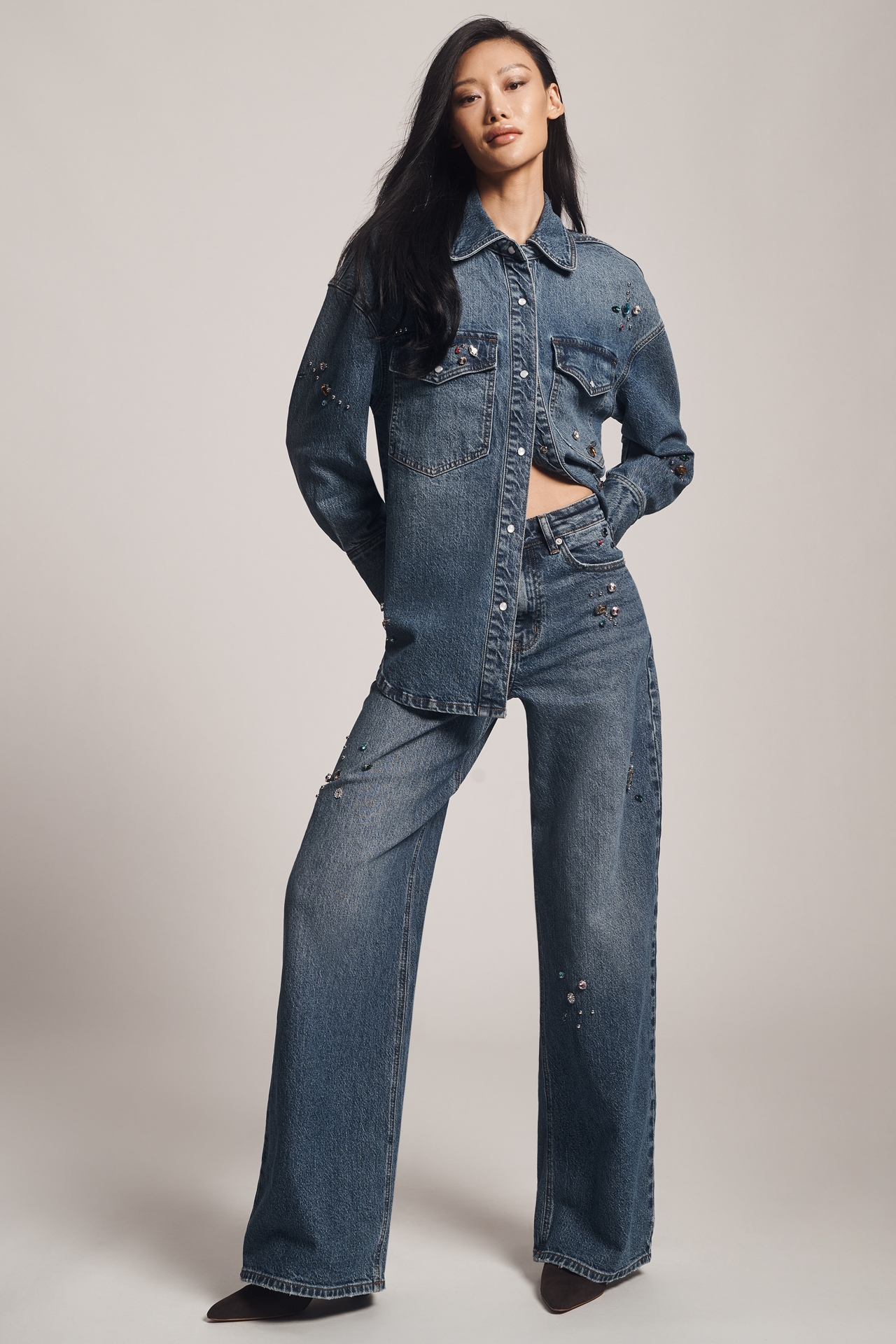 Avec Les Filles High-Rise Tapered Jeans