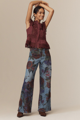 Avec Les Filles Printed High-Rise Wide-Leg Jeans product page