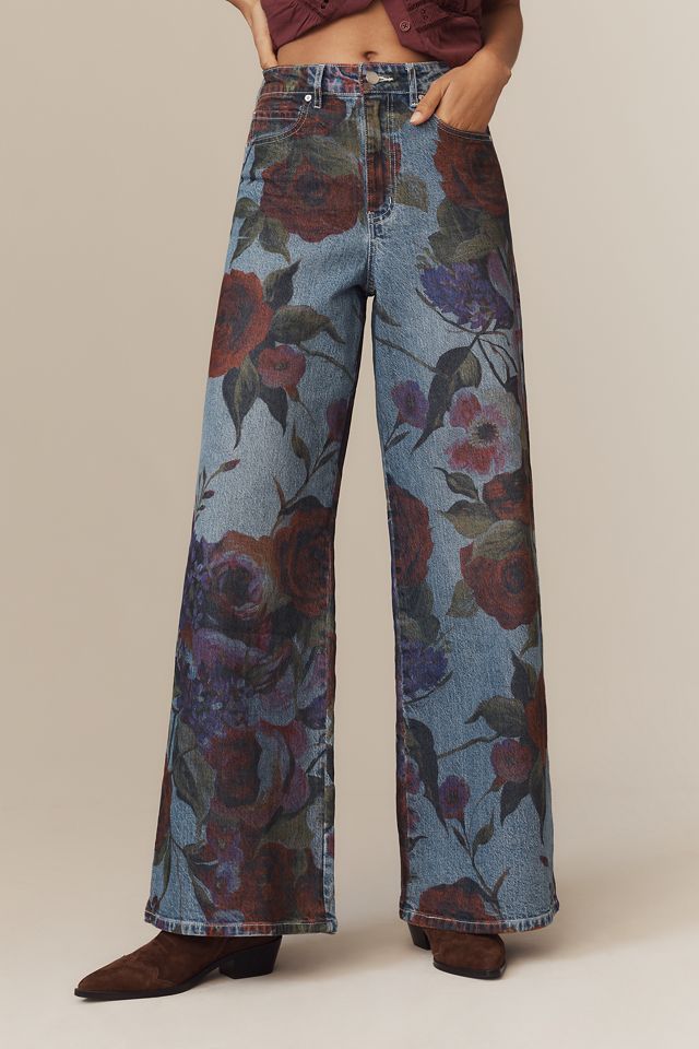 Avec Les Filles Printed High-Rise Wide-Leg Jeans #1
