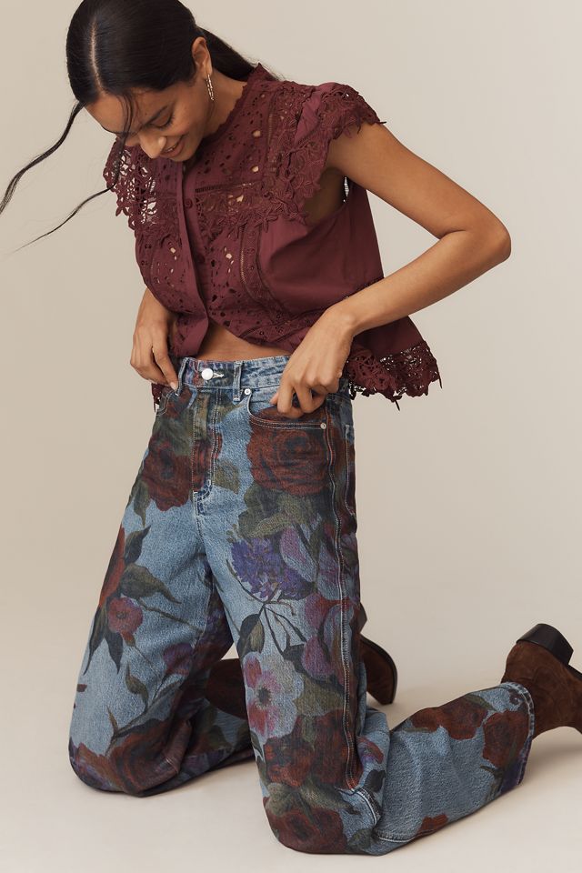 Avec Les Filles Printed High-Rise Wide-Leg Jeans #3