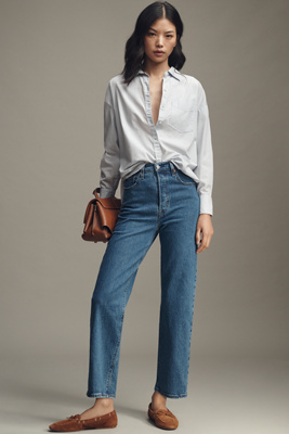 Levi's Ribcage Super High-rise Straight-leg Ankle Jeans In Blue