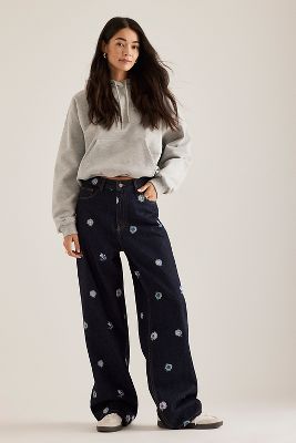 Dr. Denim Donna Floral Embroidered Straight-Leg Jeans