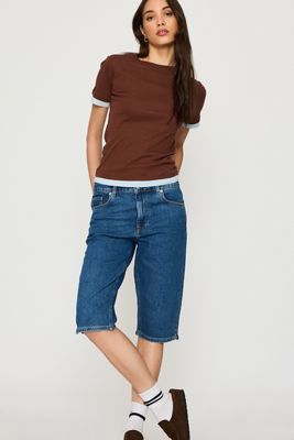 Selected Pantalon capri en denim Eva à taille mi-haute