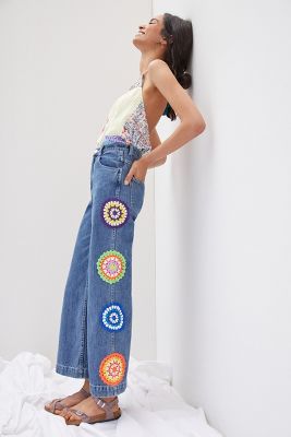 Carleen High-Rise Crochet Wide-Leg Jeans | Anthropologie