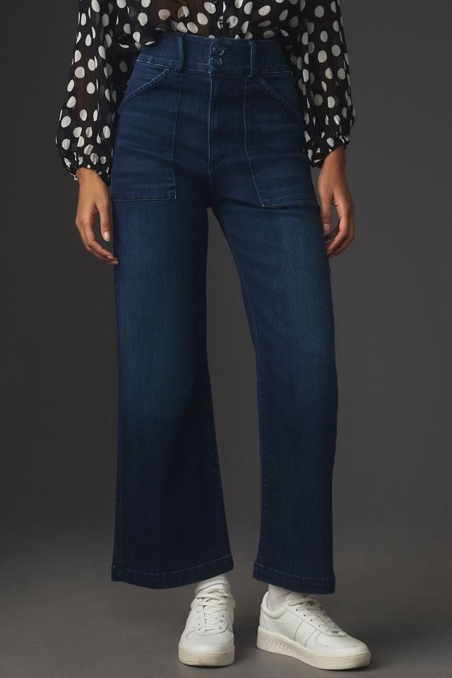 Self Contrast Aria High-Rise Crop Wide-Leg Jeans #1