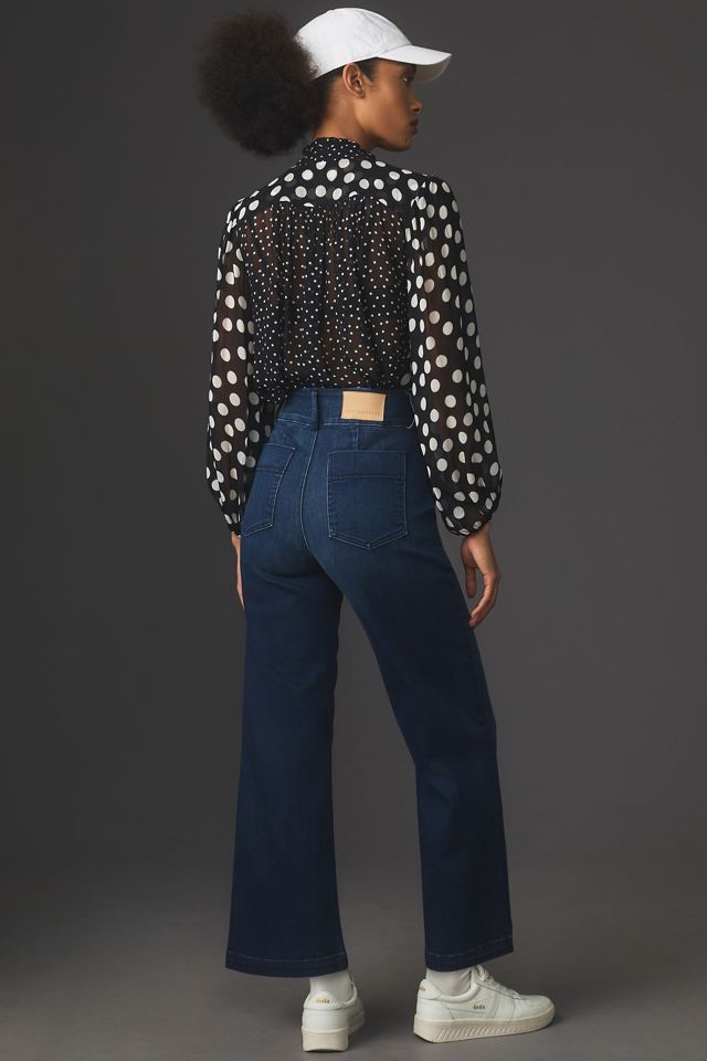 Self Contrast Aria High-Rise Crop Wide-Leg Jeans #2