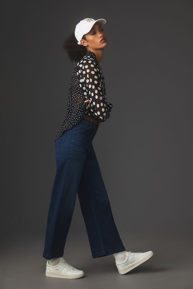 Self Contrast Aria High-Rise Crop Wide-Leg Jeans #4