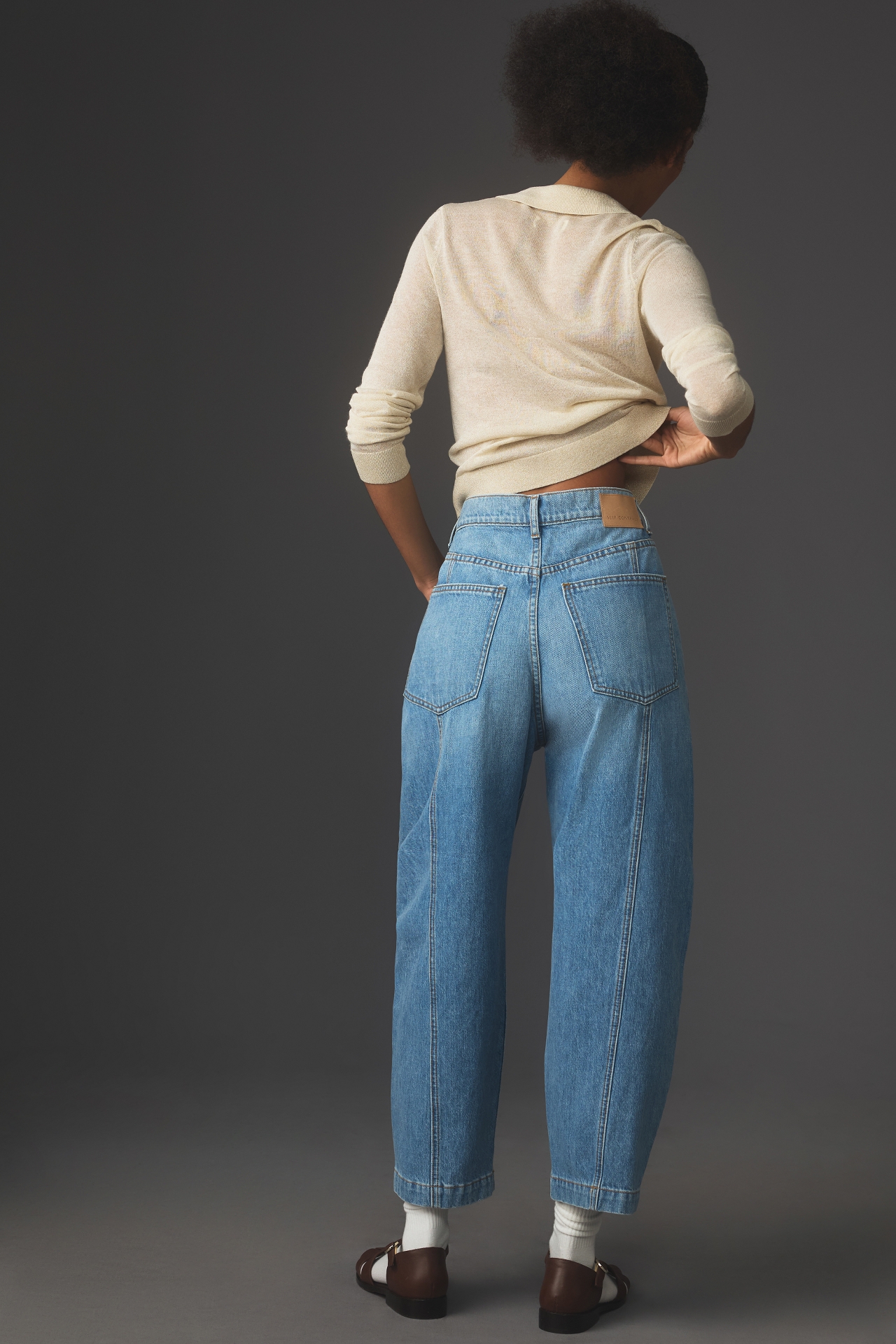 Self Contrast Sol High-Rise Barrel Jeans