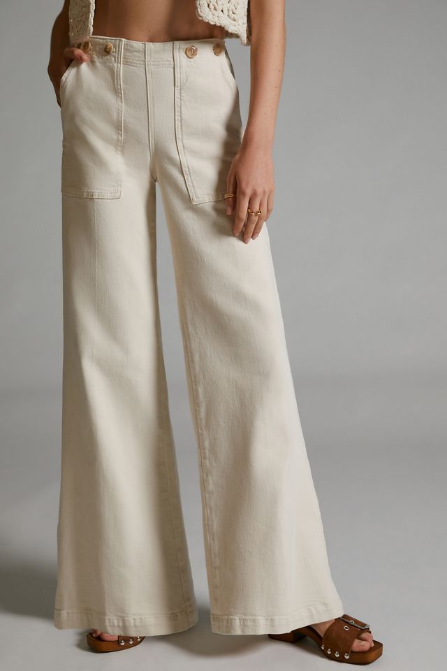 Ivory Pants That DON'T Disappoint: Pilcro Wide-Leg Trousers - The