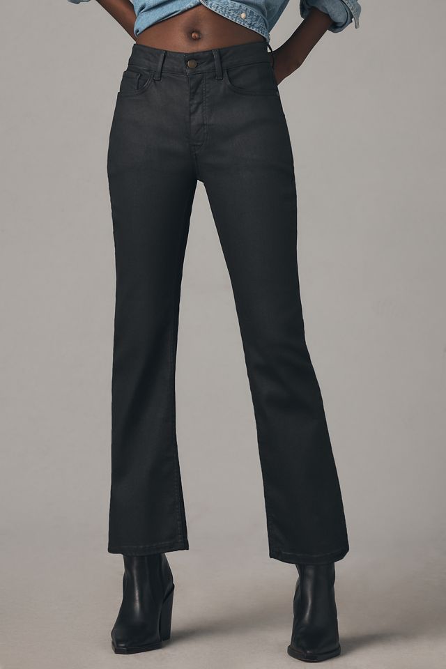 The Yaya Coated Mid-Rise Crop Flare Jeans #1