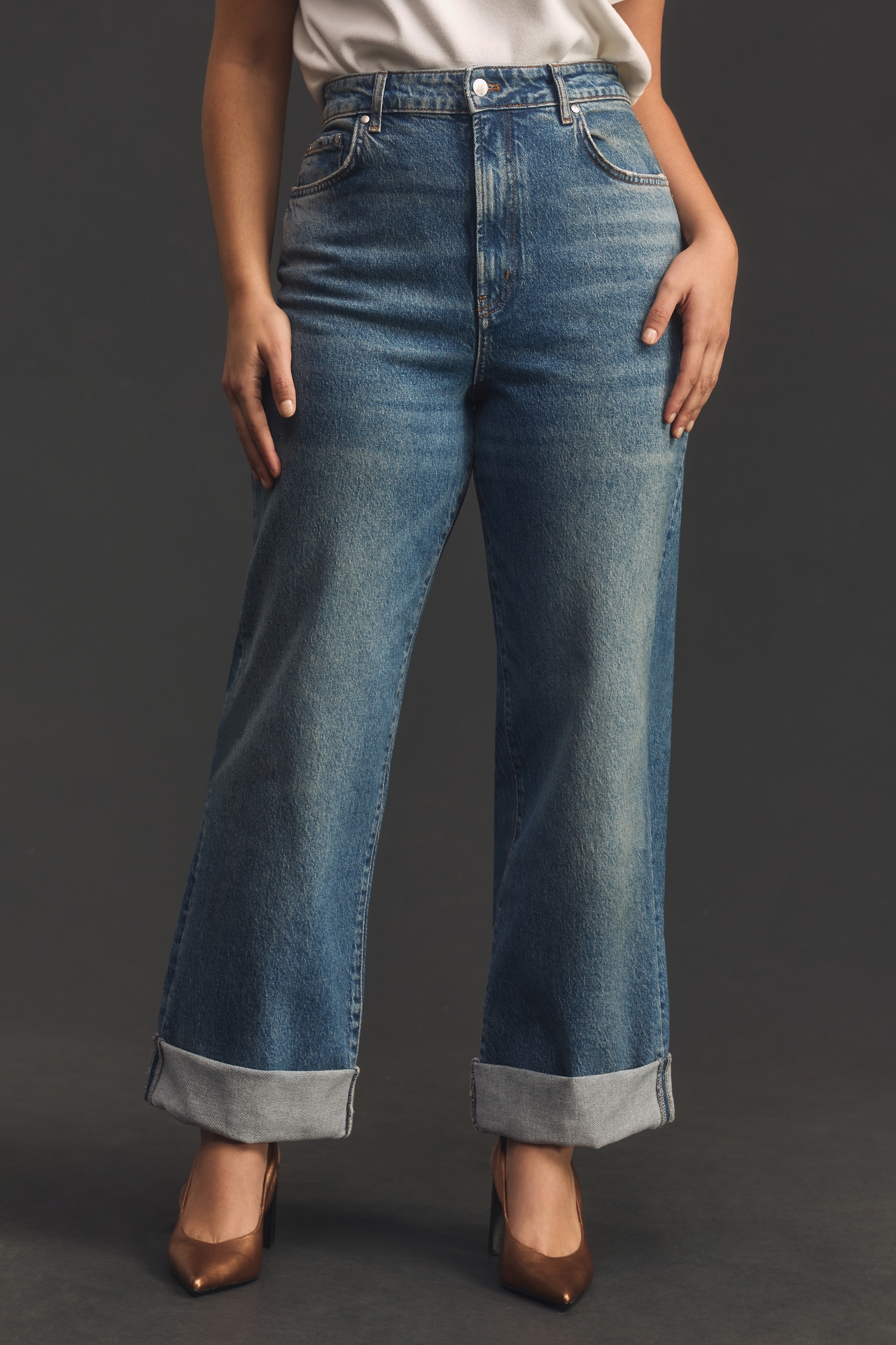 The Austyn High-Rise Cuffed Wide-Leg Jeans by Pilcro