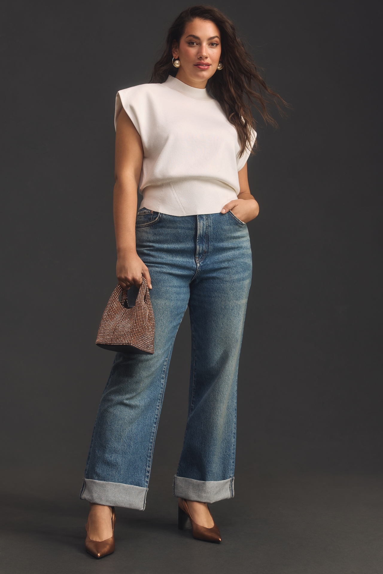 The Austyn High-Rise Cuffed Wide-Leg Jeans by Pilcro