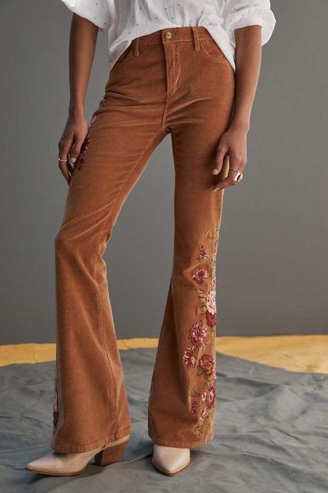 Driftwood Farrah Embroidered Flared Corduroy Pants