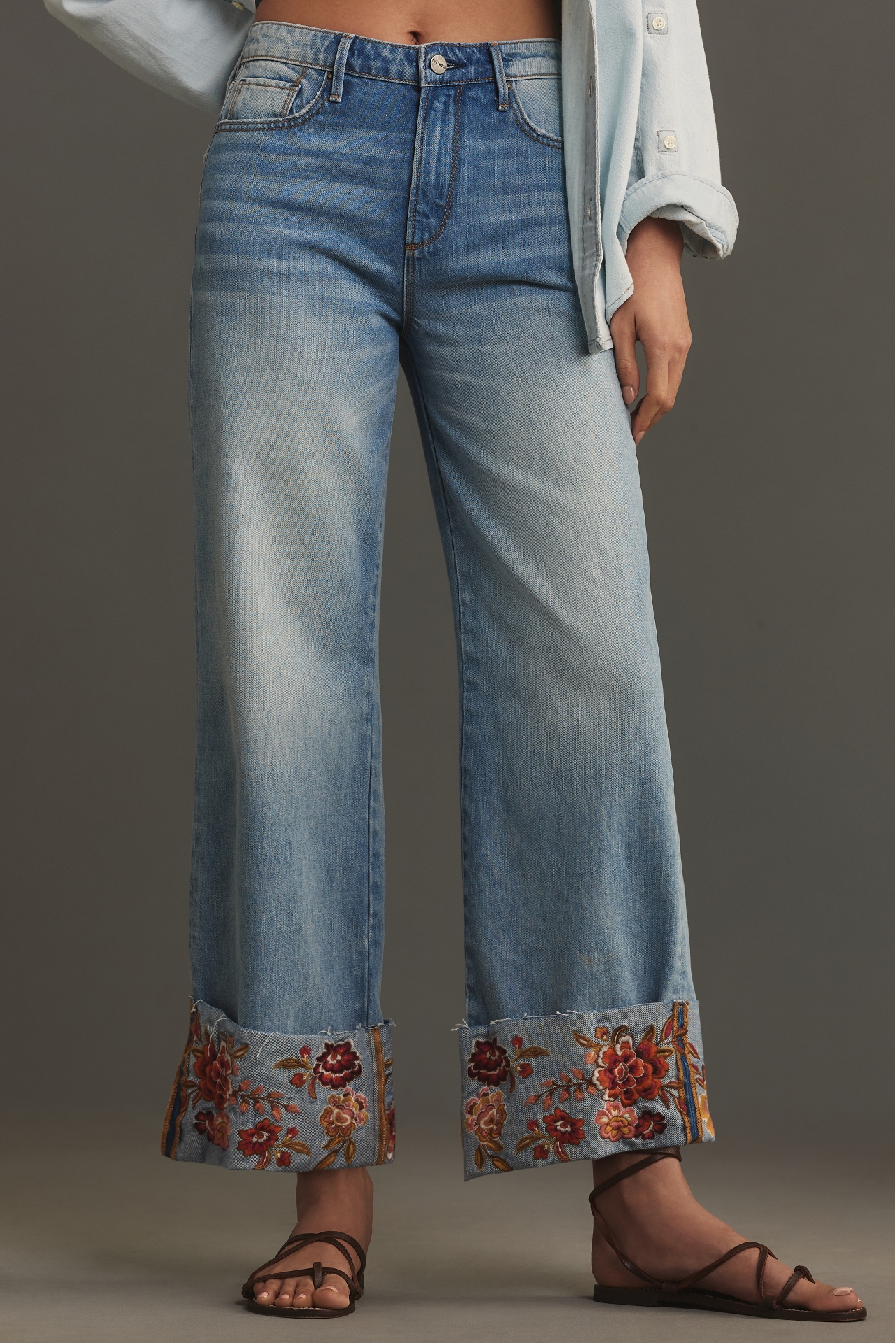 Driftwood Charlie Cuffed High-Rise Straight-Leg Jeans