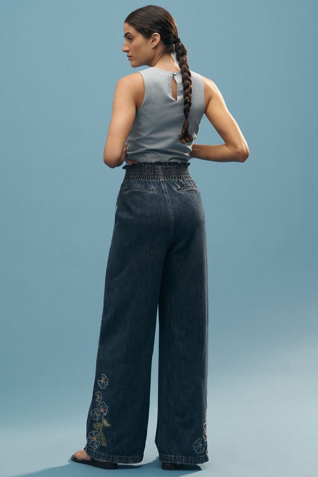 Driftwood Isadora Embroidered High-Rise Wide-Leg Jeans #4