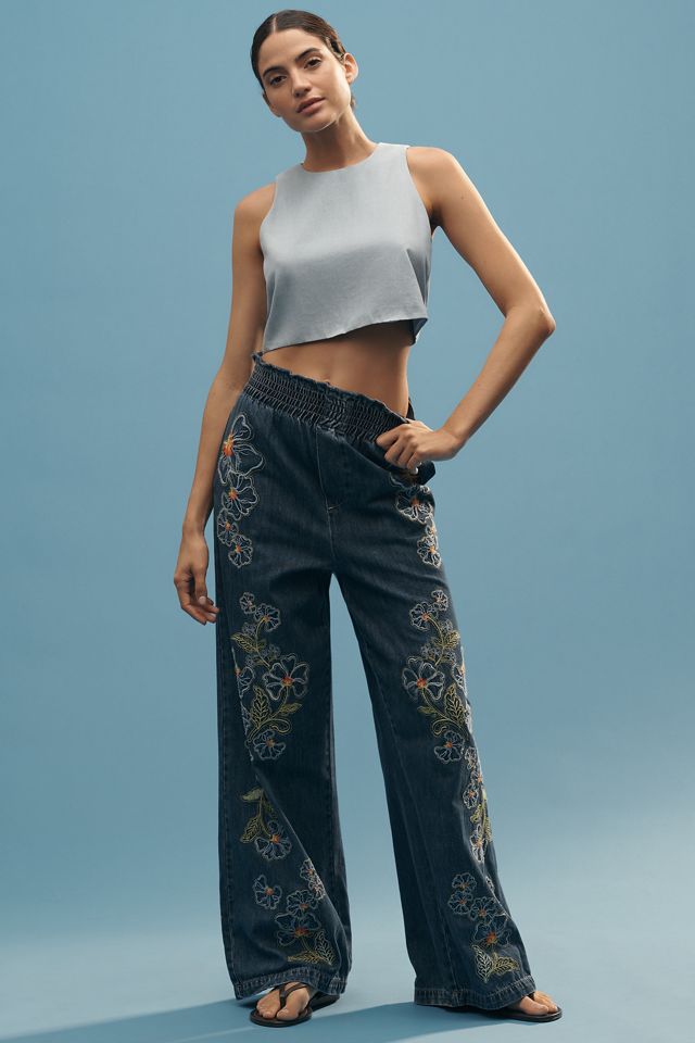 Driftwood Isadora Embroidered High-Rise Wide-Leg Jeans #2