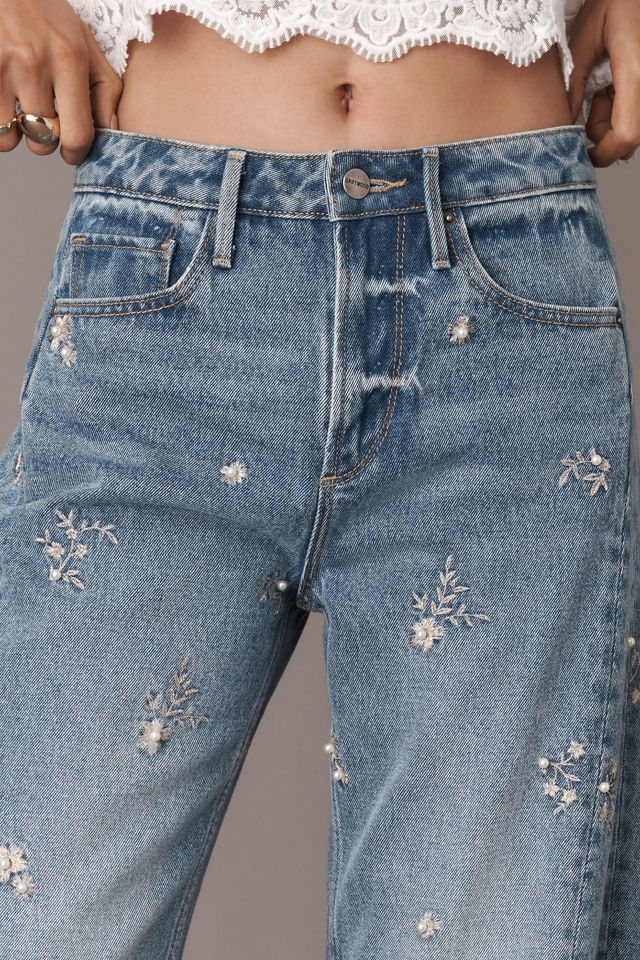 Driftwood Elaine Pearl-Embellished High-Rise Barrel Jeans #5