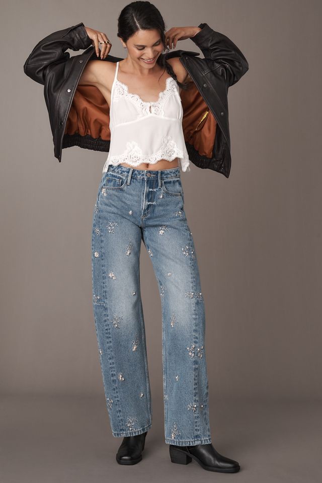 Driftwood Elaine Pearl-Embellished High-Rise Barrel Jeans #2