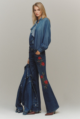 Driftwood Farrah High-rise Bootleg Jeans In Blue