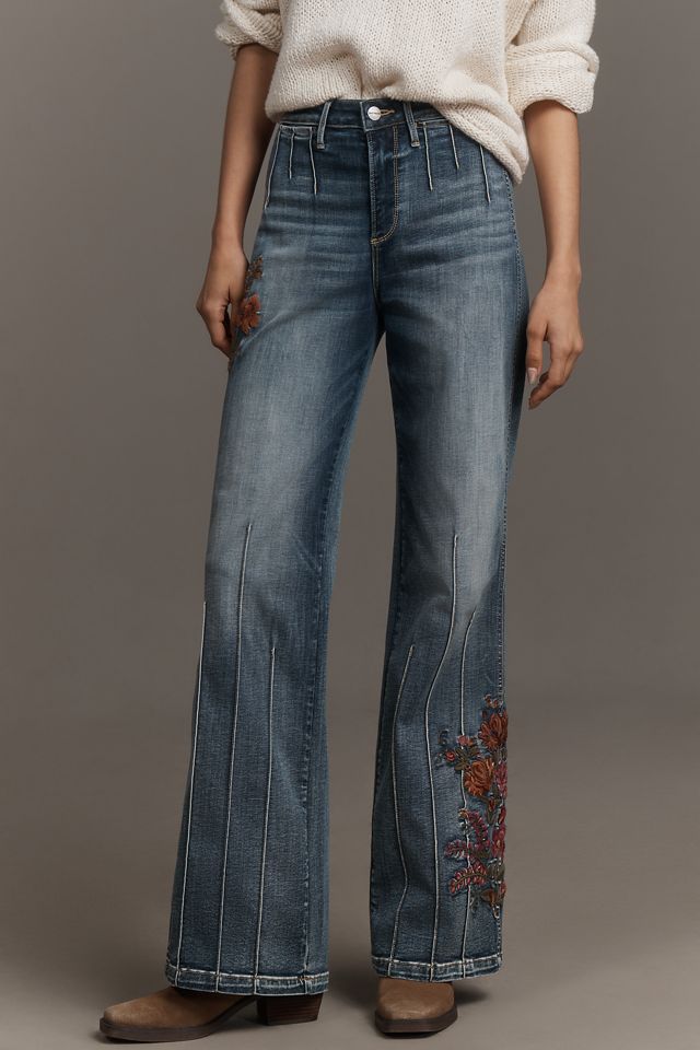 Driftwood Pia Embroidered High-Rise Wide-Leg Jeans #1